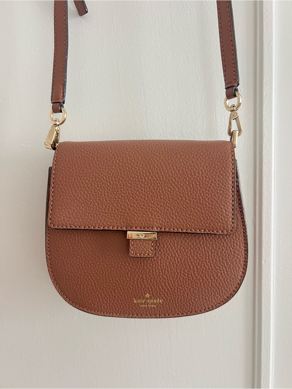 kate spade Brown Pebbled Leather Crossbody Saddle Bag - Picture 2 of 3